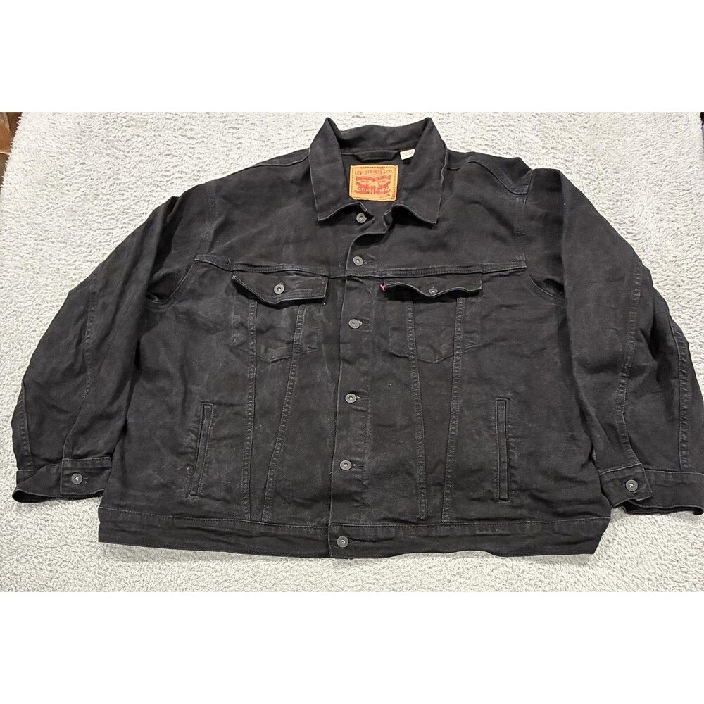 Levi's Denim Jacket Mens 4XL Black Jean Bomber Button Front WaterLess Big Tall
